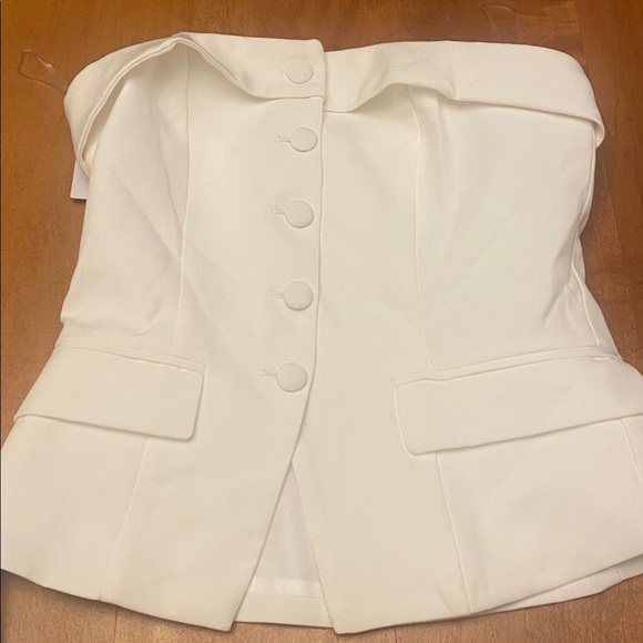 Princess Polly White Change it Up  Strapless coordinating pant set. - Picture 3 of 14